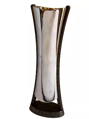 Nambe Anvil Vase Neil Cohen Modern Mid Century 8.25  Tall Metal Silver Tone 2010 • $34.99