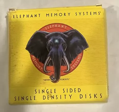 Elephant Memory Systems  Never Forgets  5 1/4 Floppy Disk Box /w 11 Disks • $12.50