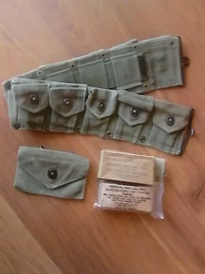 USMC 10-Pocket Cartridge Belt W/1st Aid Field Dressing & 1953 M43 Pouch USED. • $93