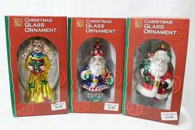 Vintage Glass Santa Claus Angel Ornaments Christmas Lot Of 3 • $24.99