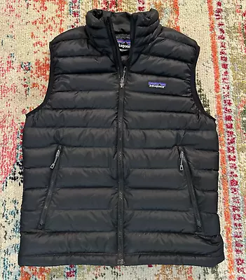Patagonia Men's Black Down Sweater Vest SMALL 800 Fill (READ) Zipper Damaged • $60