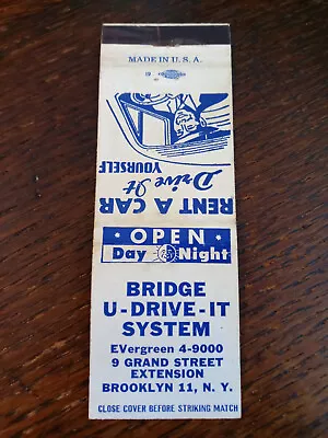 Vintage Matchcover: Bridge U-Drive-It System Brooklyn NY • $5.99