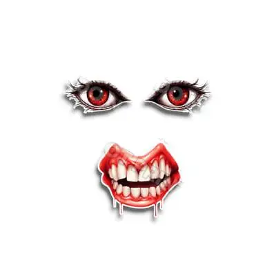 Eyeball Stickers Scary  Bloody Female Eyes Decals Die Cut Full Set Teeth 2Eyes • $4.99