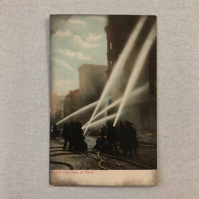 Firemen At Work Firefighting Firefighter Vintage Postcard Post Card • $24.99