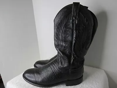 Vtg Dan Post Men Cowboy Western Boots Glove Soft Black Leather Sz 9 D Made USA • $50