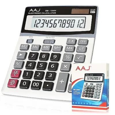£9.69 • Buy AAJ 12 Digit Desk Calculator Jumbo-Large Buttons-Large Eye Angled Display