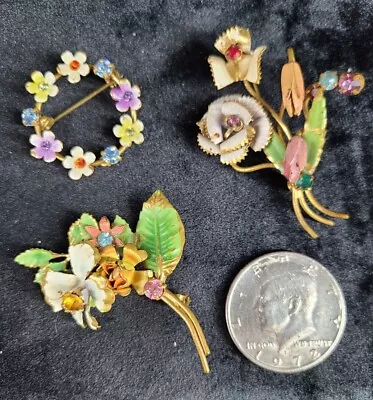 3pc Vintage Enameled Brooches  ~ Made In AUSTRIA ~ These Are Old... • $19.99