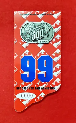 $89 • Buy 1996 Indy 500 SILVER #1993 Pit Badge W/*RACE TEAM* Back Up Card #99 - MINT Badge