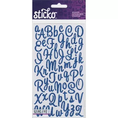 STICKO ALPHABET STICKERS - SWEETHEART SCRIPT - BLUE - GLITTER - Approx 22mm • $4.50