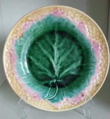 Pretty/Old Majolica ETRUSCAN Maple Leaf Plate Great Colors Circa 1880 #2 • $99