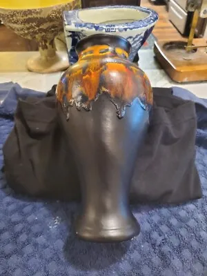Royal Haeger Black Multi Color Lava Glaze Vase 9.25  #4031 • $79.99