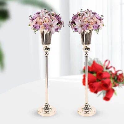 2pcs Romantic Metal Flower Trumpet Vase Stand Wedding Party Centerpieces Gifts • $23.75