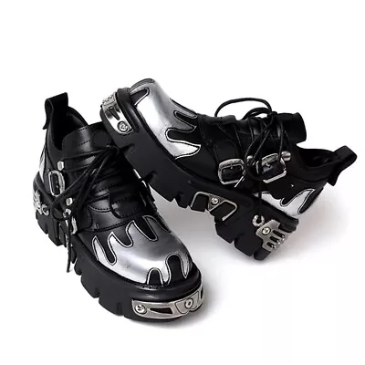 Punk Style Women Shoes Lace-up Heel Height 6CM Platform Shoes Gothic Ankle Boots • $83.99