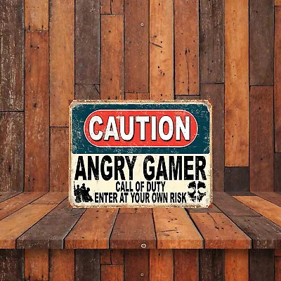 Caution Angry Gamer Call Of Duty Retro Tin Sign Nostalgic Art Gift • £3.95