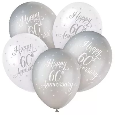 £3.50 • Buy 60th Wedding Anniversary Balloon Diamond Wedding Party Decoration Silver & White