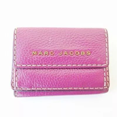 Marc Jacobs THE GRIND COMPACT MINI WALLET 3 FOLD LEATHER PURPLE 1207 Used • $70.63