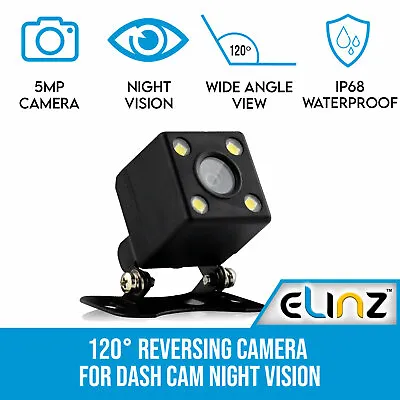 $23.95 • Buy 120° Reversing Camera For Dash Cam Night Vision NTSC/PAL IP68 IR LEDs Elinz 