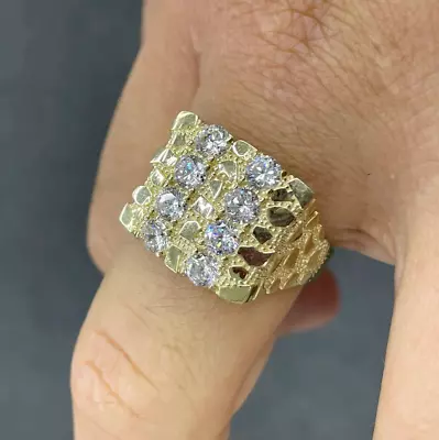 2 Ct Round Cut Lab-Created Diamond Double Nugget Men's Ring Yellow Gold Plated • $149