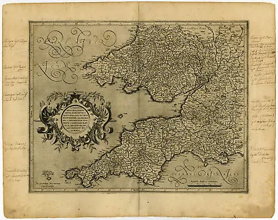 Antique Map-SOUTH WEST ENGLAND-WALES-CORNUBIA-Mercator-c. 1600 • $434.50