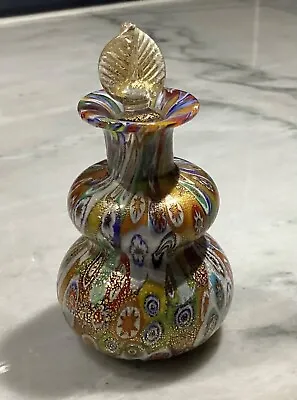 Murano Italy Hand Blown Glass Millefiori Perfume Bottle • $65