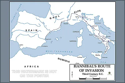 $24.03 • Buy Poster, Many Sizes; Hannibal Barca Invasion Of Roman Empire Route Of Invasion