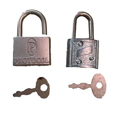 Mini Padlock Keys Metal Tiny Box Travel Locks Keyed Jewelry 2 Key Lot Of 2 • $6.22