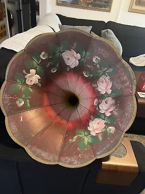 Antique Original Edison  Gramophone Phonograph 23  Round Horn Painted Roses • $199