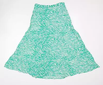 Marks And Spencer Womens Green Animal Print Viscose Maxi Skirt Size 8 Zip - Tige • £5