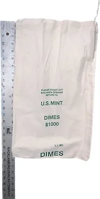 Vintage U.S. Mint $1000 Dimes Bank Money Coin Bag Canvas • $11.99