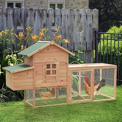 80  Wooden Hutch Chicken Coop Small Animal Pet House Cage W/Run Outdoor Yard • $157.49