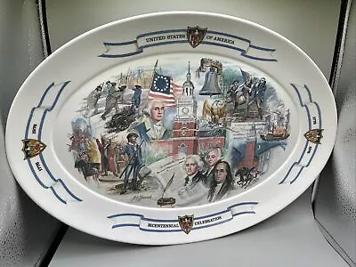 Vtg RARE Brookpark Large Oval Melmac USA Bicentennial 1776 Serving Tray • $13.60