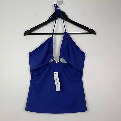 NWT TopShop Blue Halterneck Strappy Cami Vest Top Beach Holiday Size Small • £9