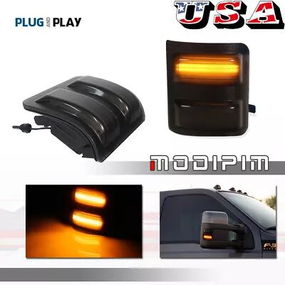 For 2008-2016 Ford F150 F350 F450 F550 Smoked Lens LED Side Mirror Marker Lights • $19.99