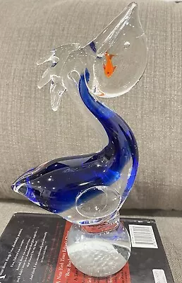 11 Inch Vintage Oggetti Murano Art Glass Pelican With Fish Italy • $29