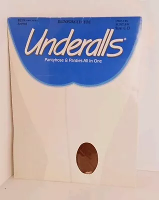 Vintage 1990 Hanes Underalls Pantyhose & Panties Reinforced Toe Suntan Size C-D • $13.99