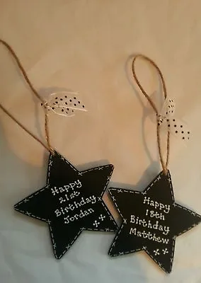 ** HANDMADE PERSONALISED  BIRTHDAY - HEART/STAR  KEEPSAKE- 18th 21stetc   • £3.99