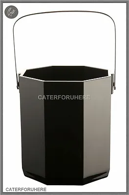 Elegant Ice Bucket Handle Acrylic Plastic Black Octagon Wine Drinks Bar  • £9.75