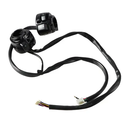 Black Motorcycle 1  Handlebar Control Switches W/ Wiring Harness Kit For Harley • $33.19