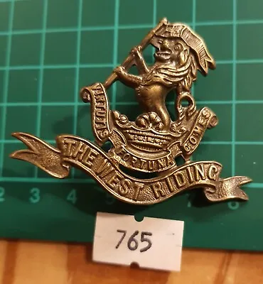 Original WW1 Economy Issue Cap Badge: 765) West Riding Reg All Brass • £12