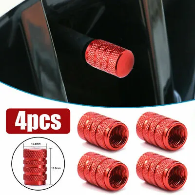 £3.35 • Buy 4x Red Wheel Tyre Tire Valve Stems Air Dust Cover Screw Caps For Car Truck Bike