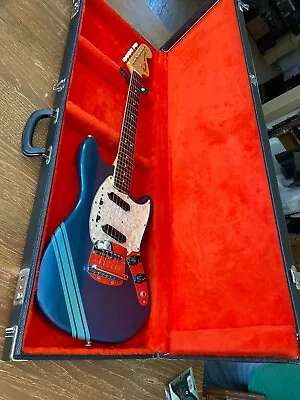 1973 Fender Mustang Competition Blue W/case {burgundy} Nice Right Hand Electric • $4000