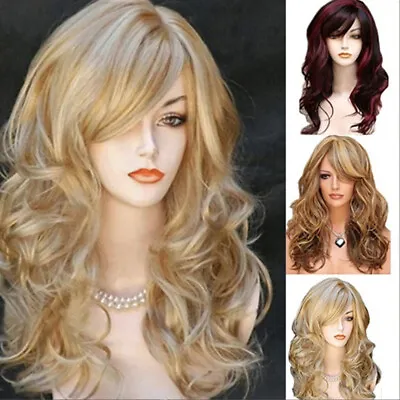 Long Curly Hair Wig Heat Resistant Synthetic Hair Blonde With Highlights Wigs • $11.80