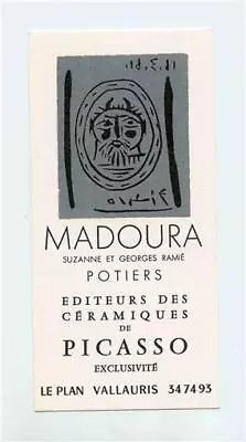 Madoura Pottery Ad Card Vallauris France Publishers Of Ceramics Of Picasso  • $15