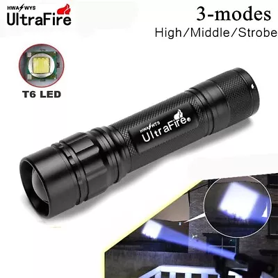 Ultrafire Tactical Zoomable LED Flashlight 50000LM 18650 Powerful Mini Torch • £8.74