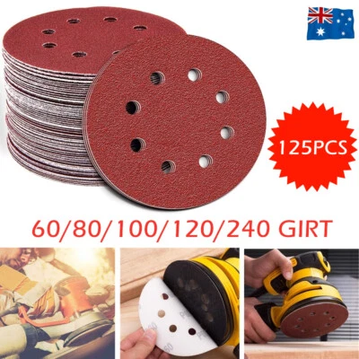 $15.99 • Buy 125x 125mm 5  Sanding Discs 60 80 100 120 240 Grit Orbital Sander Pads Sandpaper