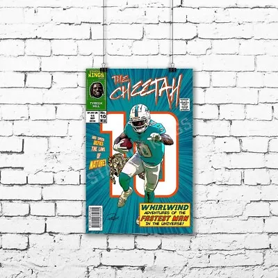 Tyreek Hill Cheetah Miami Dolphins Football Comic Book Poster - 11x17 In. • $19.98