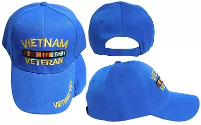 Vietnam Vet Veteran Ribbon Royal Blue Adjustable Embroidered Cap Hat • $12.88