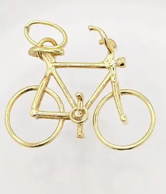 14K 2g Yellow Gold Mountain Bike Cyclist Bicycle Racing Charm Pendant • $161.49