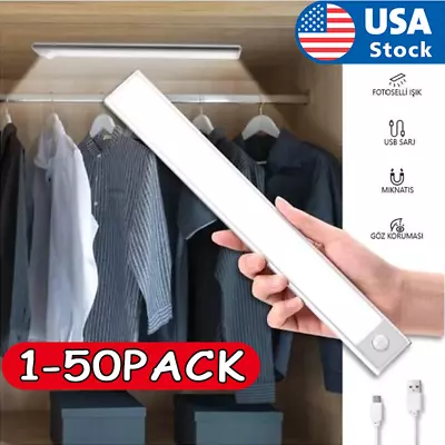 LED Motion Sensor Under Cabinet Closet Light USB Rechargeable Kitchen Lamp Strip • $377.68