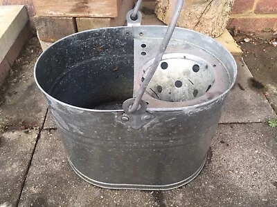 Galvanised Steel Mop Bucket With Wringer - Silver 16L • £10